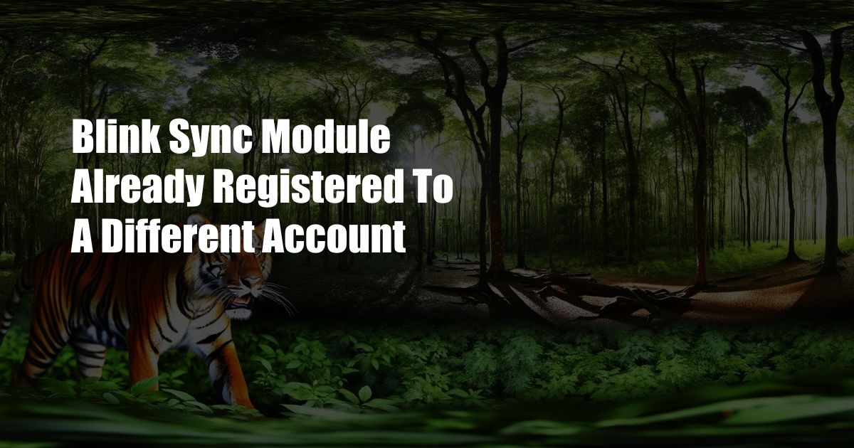 Blink Sync Module Already Registered To A Different Account