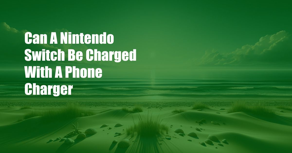 Can A Nintendo Switch Be Charged With A Phone Charger