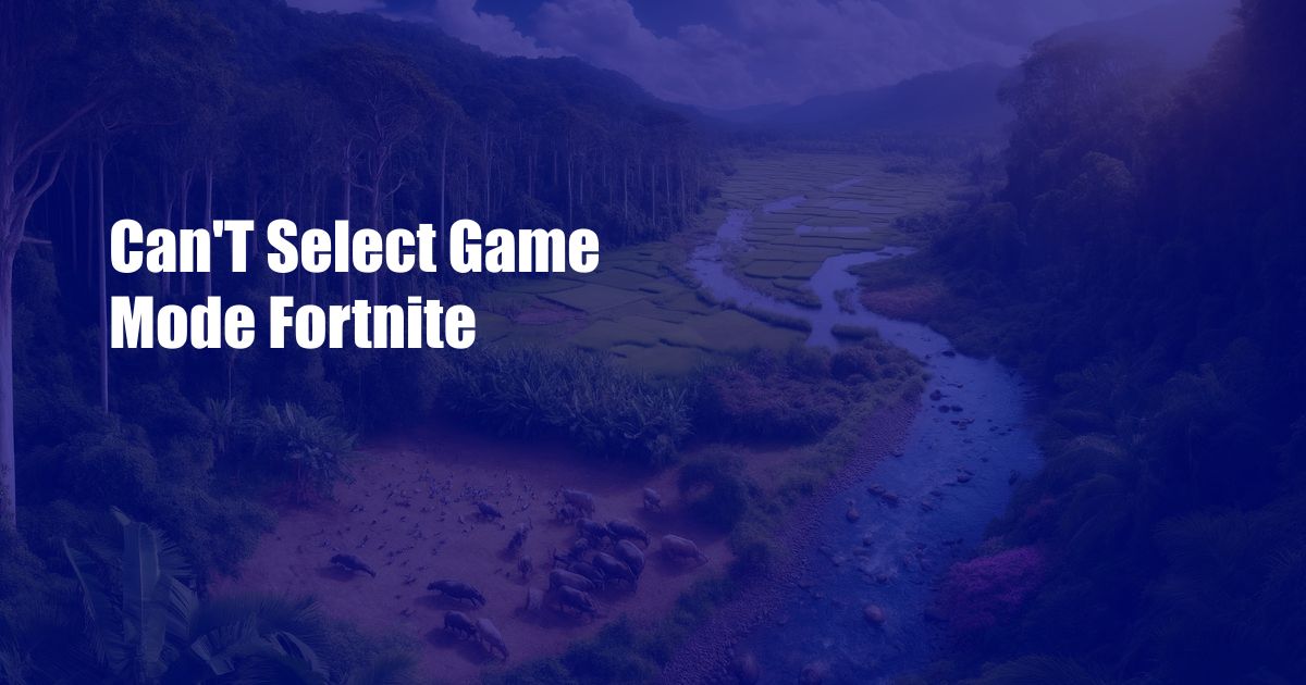Can'T Select Game Mode Fortnite