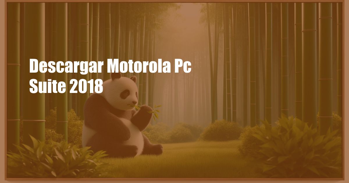 Descargar Motorola Pc Suite 2018