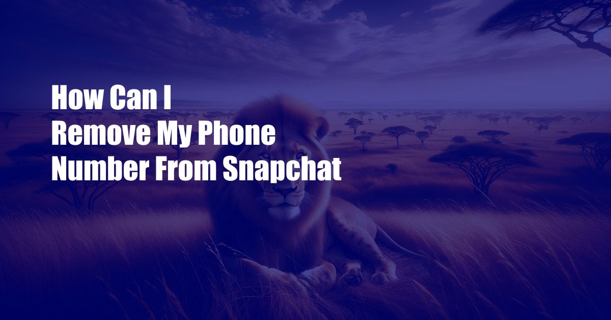 How Can I Remove My Phone Number From Snapchat