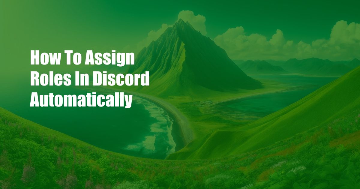 How To Assign Roles In Discord Automatically