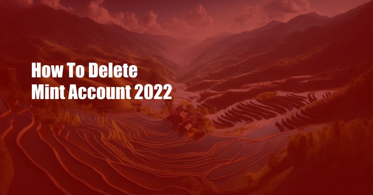 How To Delete Mint Account 2022