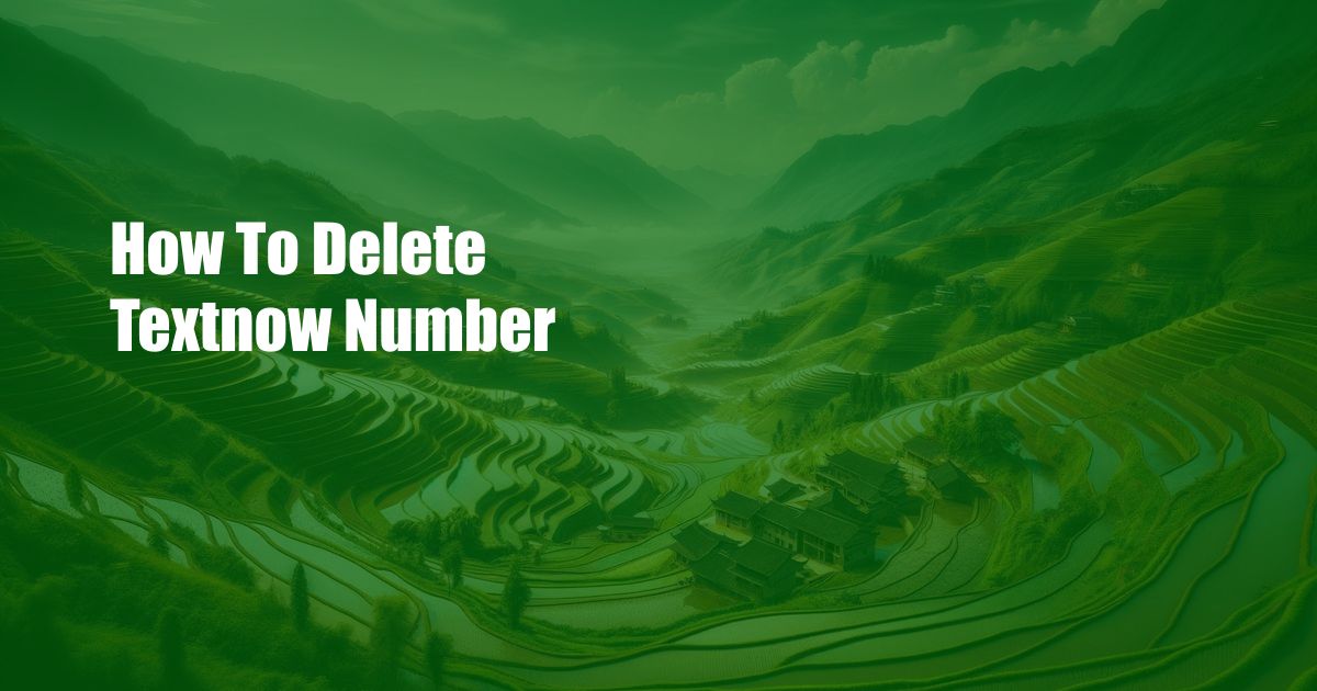 How To Delete Textnow Number