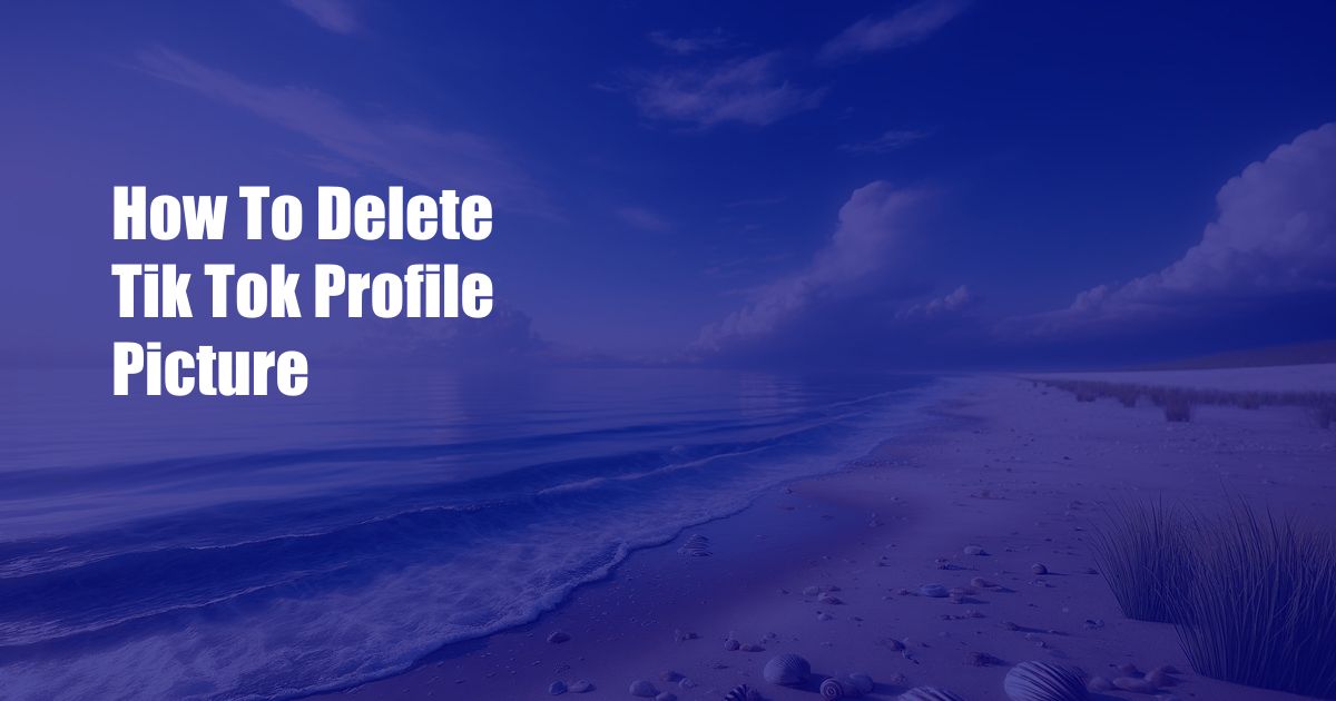 How To Delete Tik Tok Profile Picture