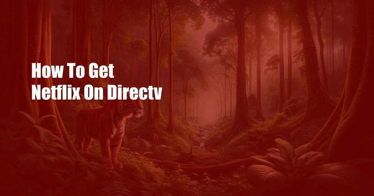 How To Get Netflix On Directv