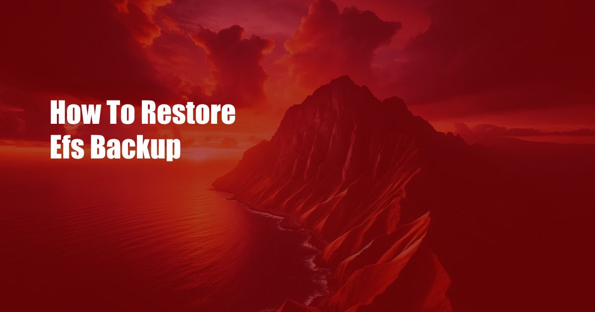 How To Restore Efs Backup