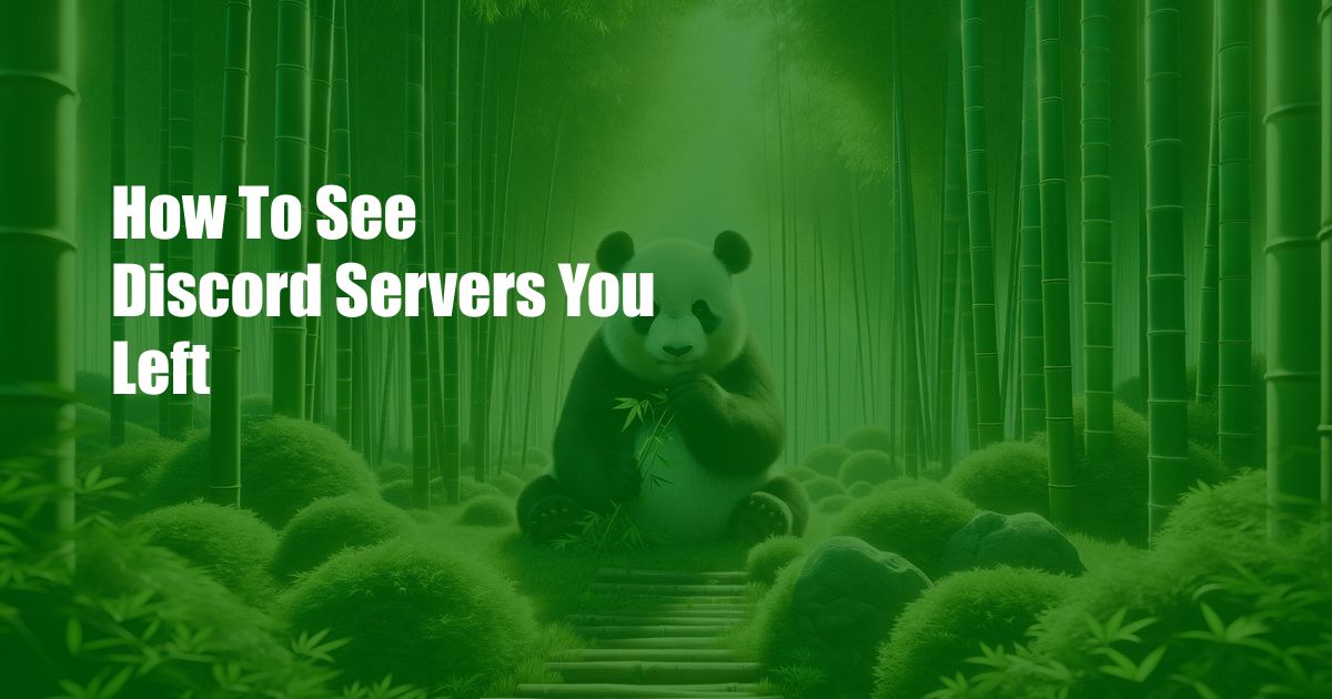 How To See Discord Servers You Left