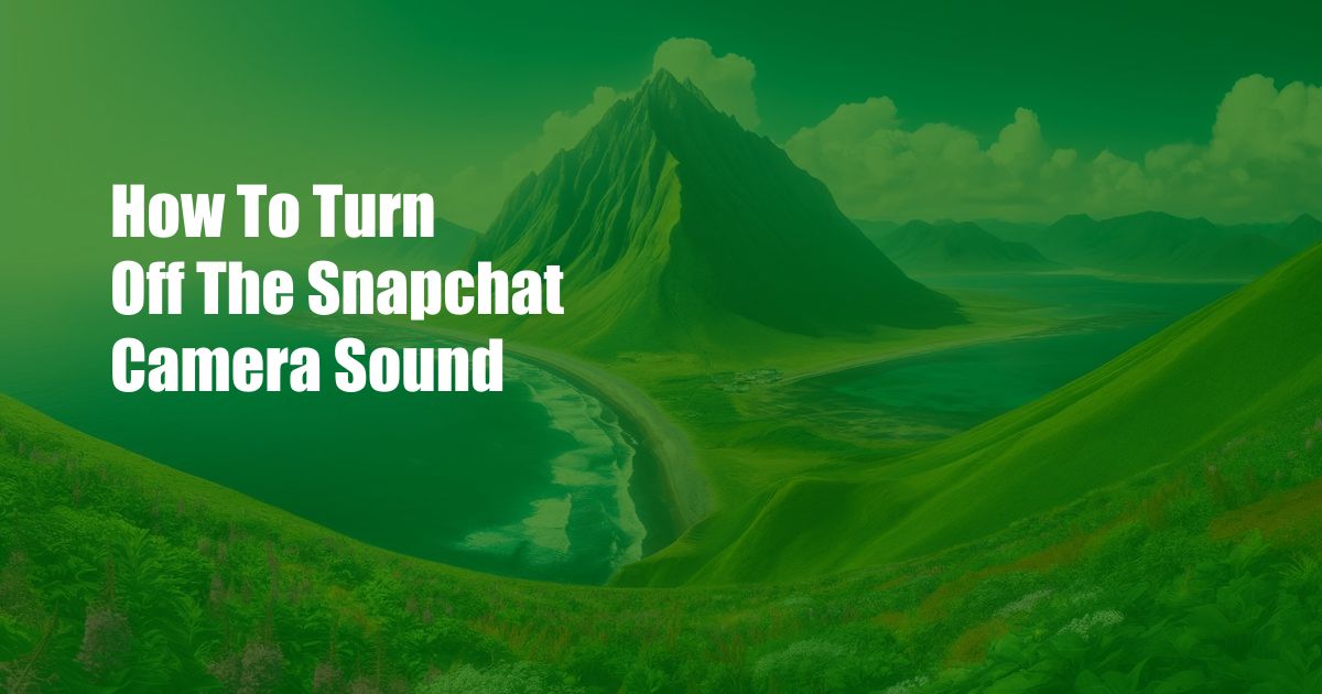 How To Turn Off The Snapchat Camera Sound