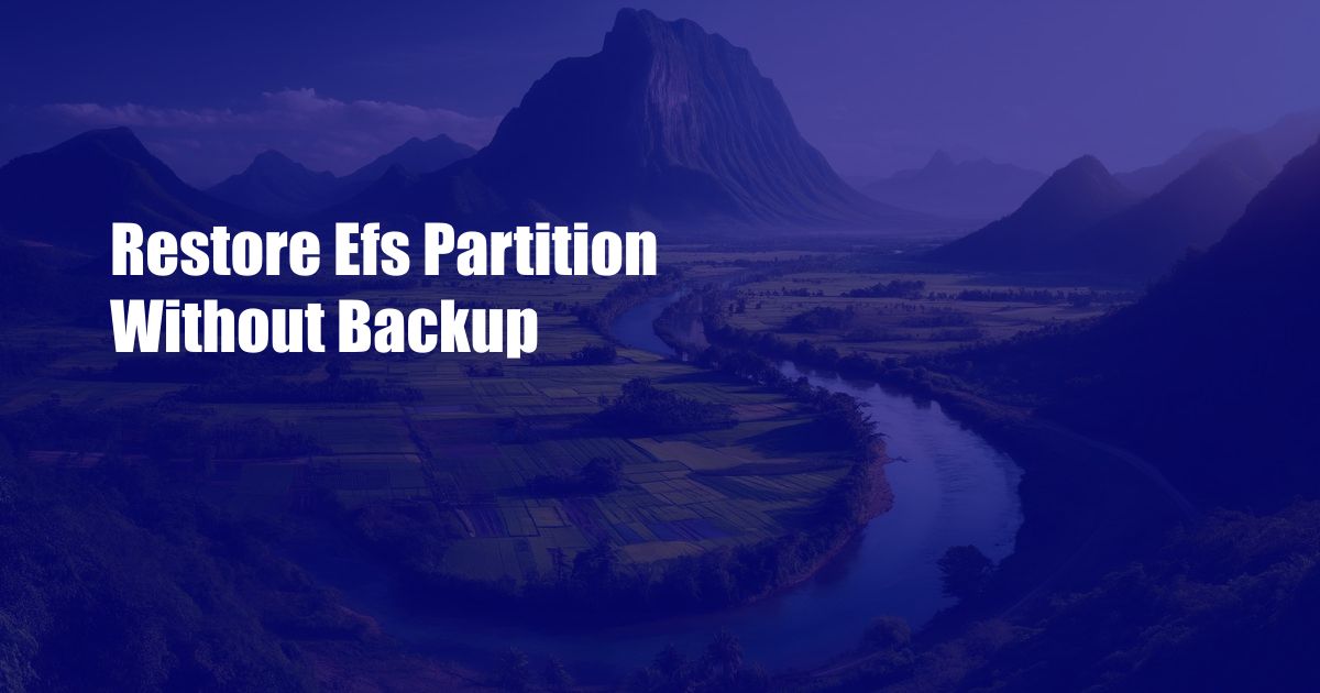Restore Efs Partition Without Backup