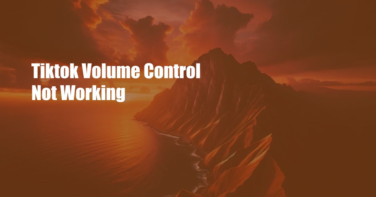 Tiktok Volume Control Not Working