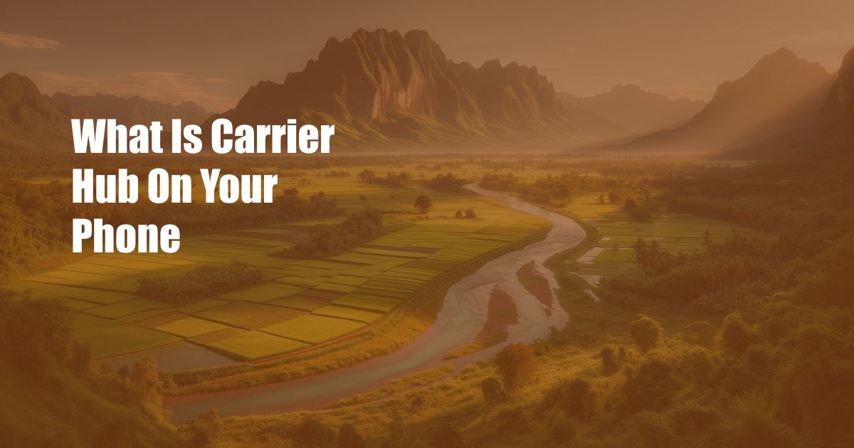 What Is Carrier Hub On Your Phone